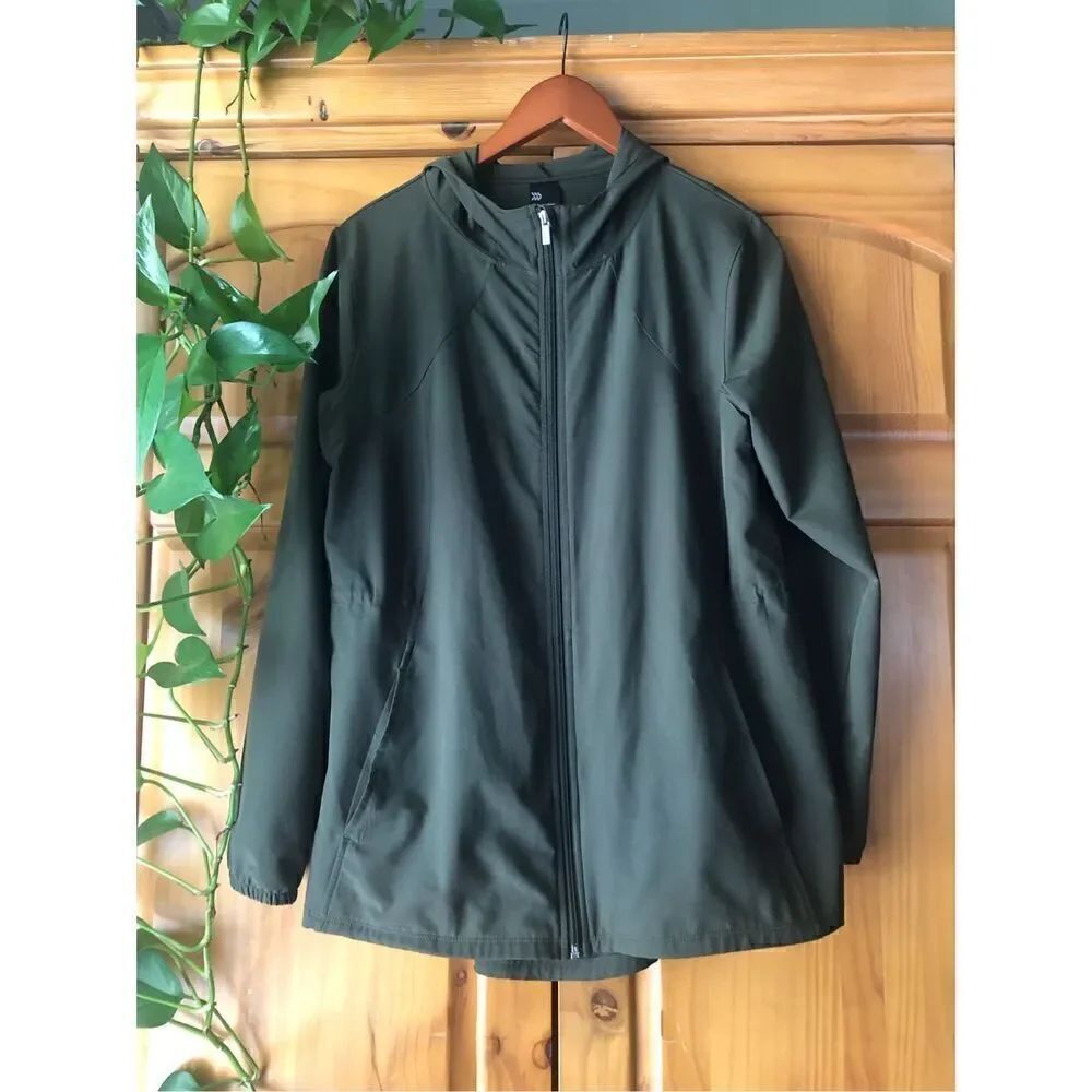 Women's All In Motion Zip Up Green Knit Sweat Jacket Size M - Picture 2 of 11